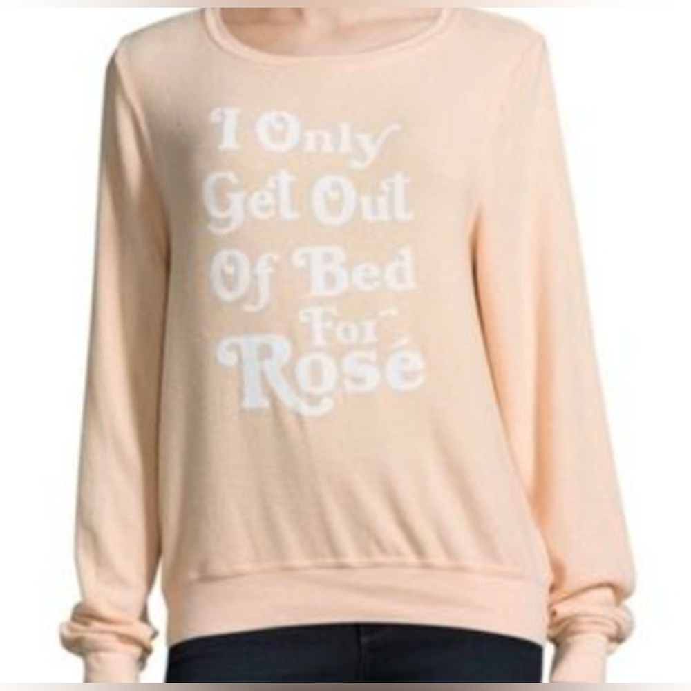 Wildfox “I Only Get Out of Bed for Rose” Peach Sweatshirt NWOT. Women’s Size M